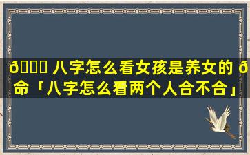 🍁 八字怎么看女孩是养女的 🍁 命「八字怎么看两个人合不合」